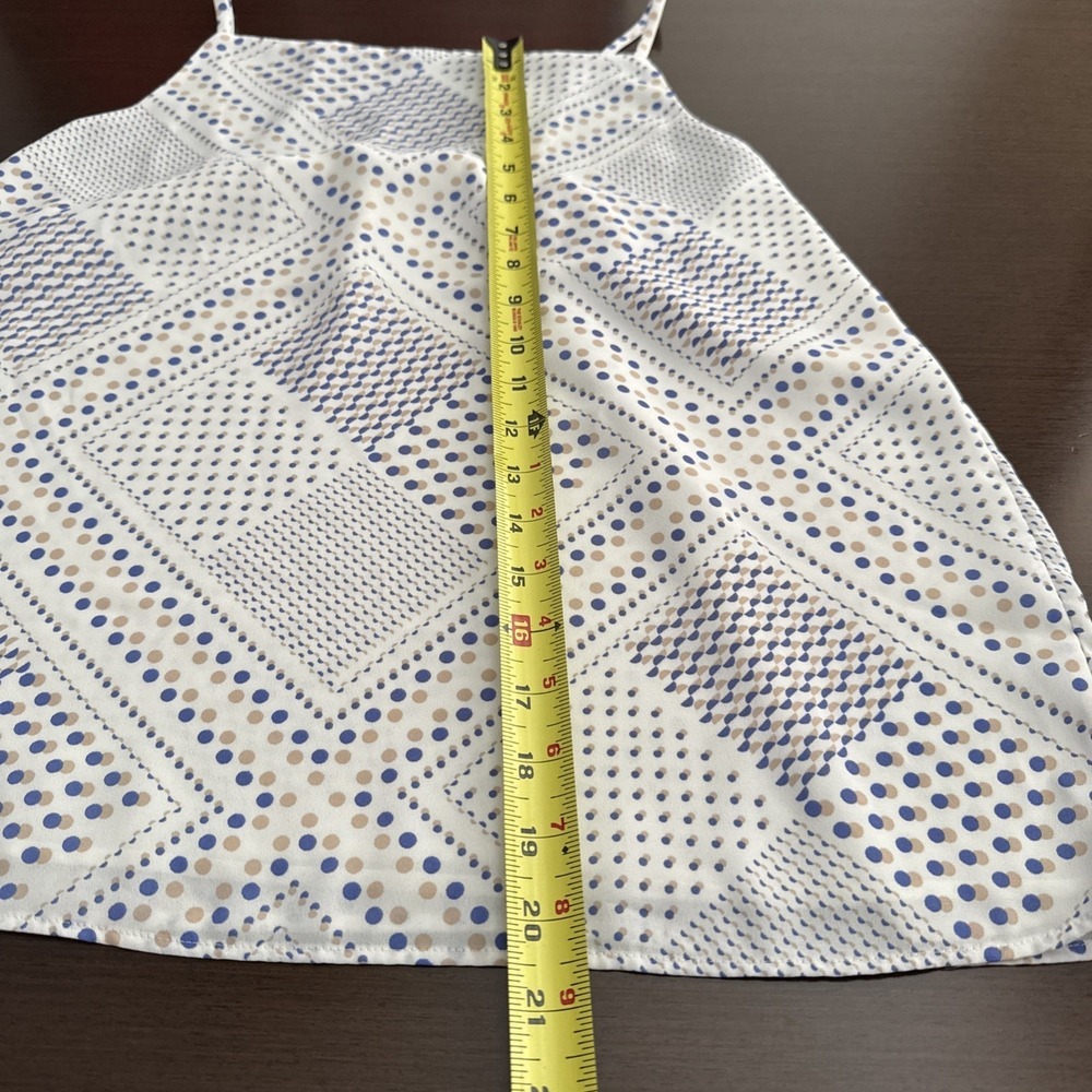 LOFT White Top Geometric And Dots Spaghetti Strap Lined Size M - Picture 7 of 11